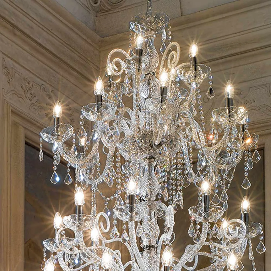Lampadario Classico 36 Luci in Vetro di Venezia Made in Italy - Fiorentino Viadurini