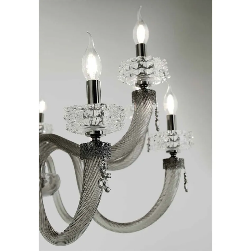 Lampadario Classico 6 Luci in Vetro Artigianale di Lusso Italiano - Saline Viadurini