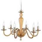 Lampadario Classico 6 Luci in Vetro Italiano a Mano e Metallo - Oliver Viadurini