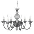 Lampadario Classico 6 Luci Vetro Fumè a Mano Italiano e Metallo - Memore