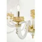 Lampadario Classico 8 Luci in Vetro Artigianale di Lusso Italiano - Saline Viadurini