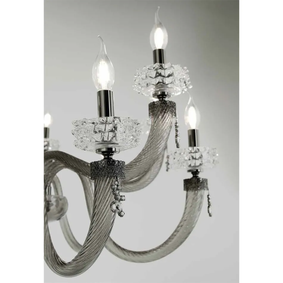 Lampadario Classico 8 Luci in Vetro Artigianale di Lusso Italiano - Saline Viadurini