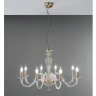 Lampadario Classico 8 Luci in Vetro Italiano a Mano e Metallo - Oliver Viadurini