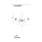 Lampadario Classico 8 Luci in Vetro Italiano a Mano e Metallo - Oliver Viadurini