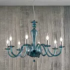 Lampadario Classico 8 Luci in Vetro Italiano a Mano e Metallo - Oliver Viadurini