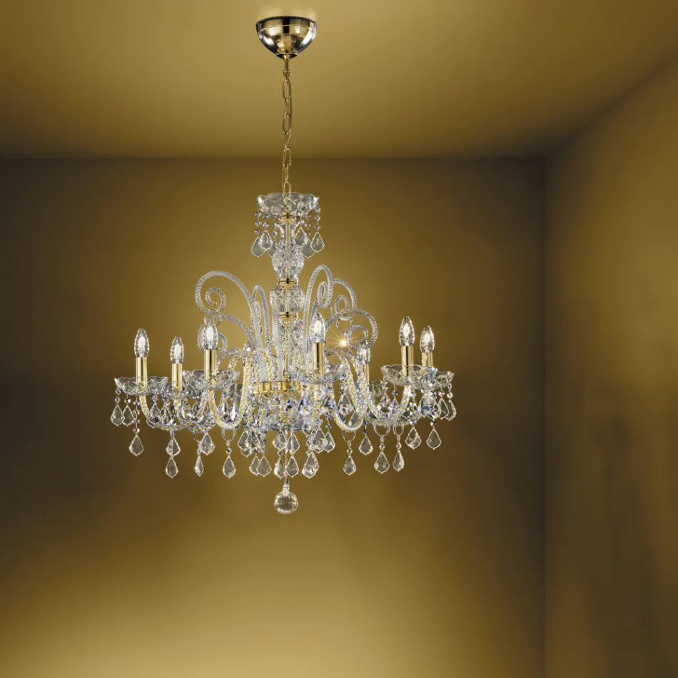 Lampadario Classico 8 Luci in Vetro Veneziano Made in Italy - Fiorentino Viadurini