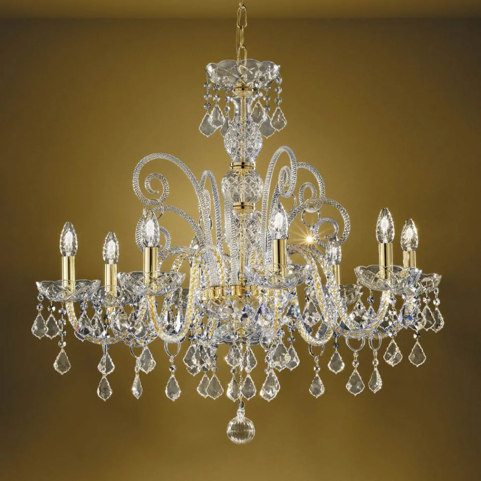 Lampadario Classico 8 Luci in Vetro Veneziano Made in Italy - Fiorentino Viadurini