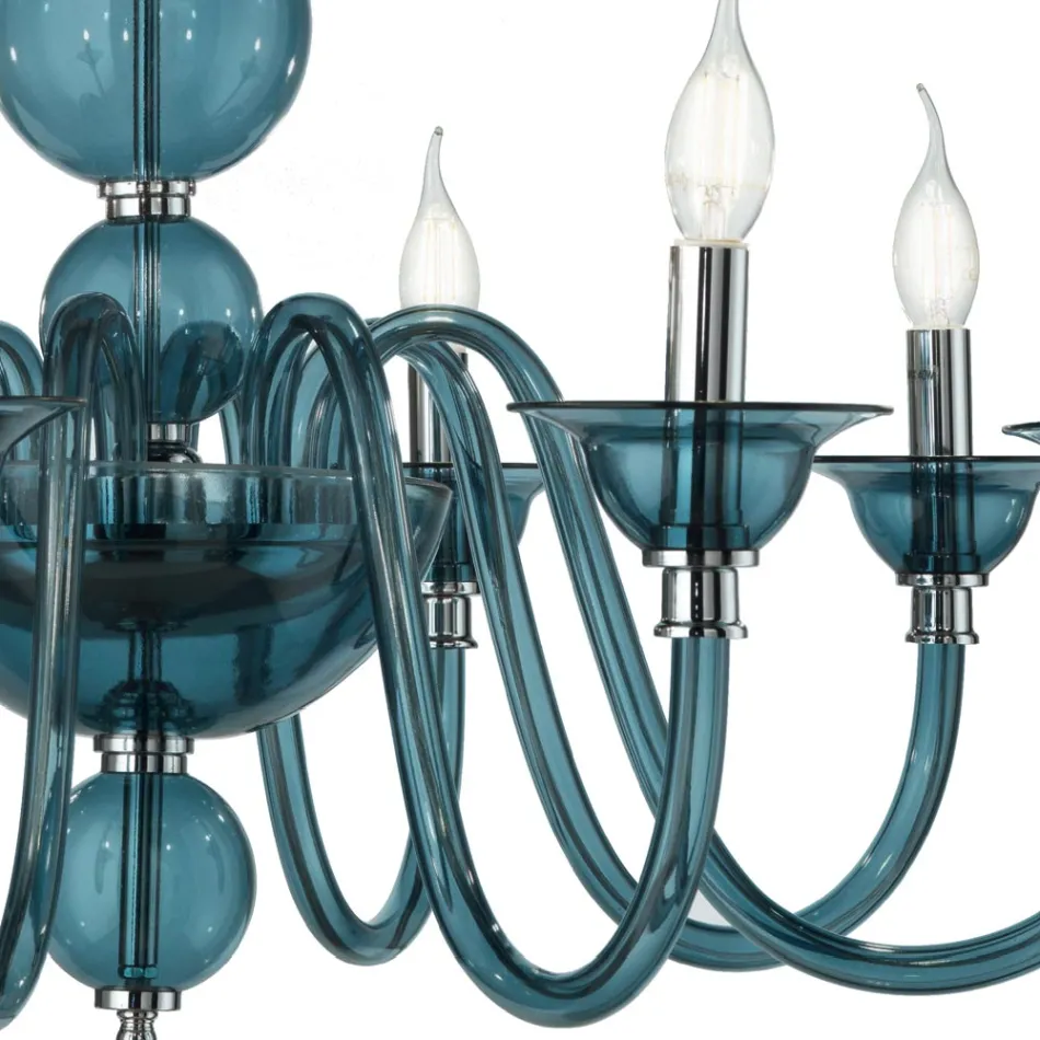 Lampadario Classico 8 Luci Vetro Fatto a Mano Italiano di Lusso - Memore Viadurini