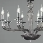 Lampadario Classico 8 Luci Vetro Fatto a Mano Rigaton e Metallo - Fievole Viadurini