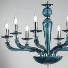 Lampadario Classico 8 Luci Vetro Fatto a Mano Rigaton e Metallo - Fievole Viadurini
