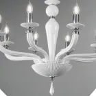 Lampadario Classico 8 Luci Vetro Fatto a Mano Rigaton e Metallo - Fievole Viadurini