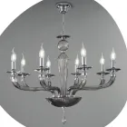 Lampadario Classico 8 Luci Vetro Fatto a Mano Rigaton e Metallo - Fievole Viadurini