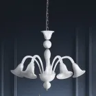 Lampadario Classico Artigianale in Vetro Veneziano Bianco Soffiato - Elsa Viadurini