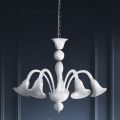 Lampadario Classico Artigianale in Vetro Veneziano Bianco Soffiato - Elsa