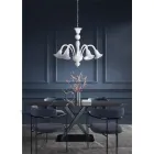 Lampadario Classico Artigianale in Vetro Veneziano Bianco Soffiato - Elsa Viadurini