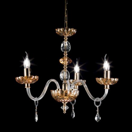 Lampadario classico in cristallo e vetro a 3 luci Belle, made in Italy Viadurini