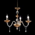 Lampadario classico in cristallo e vetro a 3 luci Belle, made in Italy