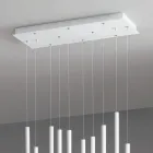 Lampadario con 10 Luci LED in Metallo Verniciato e Cavi Regolabili - Larice Viadurini