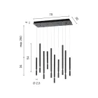 Lampadario con 10 Luci LED in Metallo Verniciato e Cavi Regolabili - Larice Viadurini