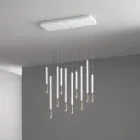Lampadario con 10 Luci LED in Metallo Verniciato e Cavi Regolabili - Larice Viadurini