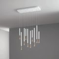 Lampadario con 10 Luci LED in Metallo Verniciato e Cavi Regolabili - Larice
