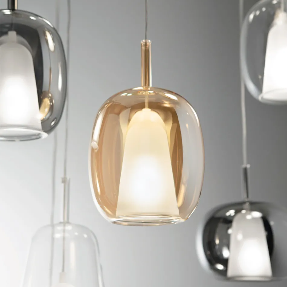 Lampadario con 12 Luci in Vetro e Filo Trasparente Made in Italy - Trilly Viadurini