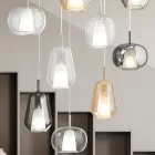 Lampadario con 12 Luci in Vetro e Filo Trasparente Made in Italy - Trilly Viadurini