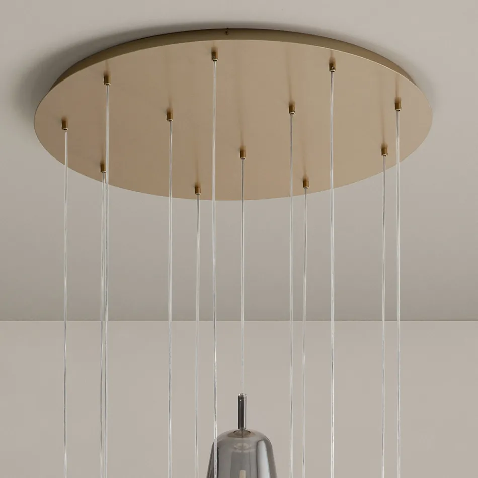Lampadario con 12 Luci in Vetro e Filo Trasparente Made in Italy - Trilly Viadurini
