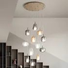 Lampadario con 12 Luci in Vetro e Filo Trasparente Made in Italy - Trilly Viadurini