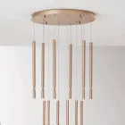 Lampadario con 12 Luci LED in Metallo Verniciato e Cavi Regolabili - Larice Viadurini