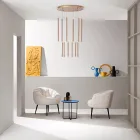Lampadario con 12 Luci LED in Metallo Verniciato e Cavi Regolabili - Larice Viadurini