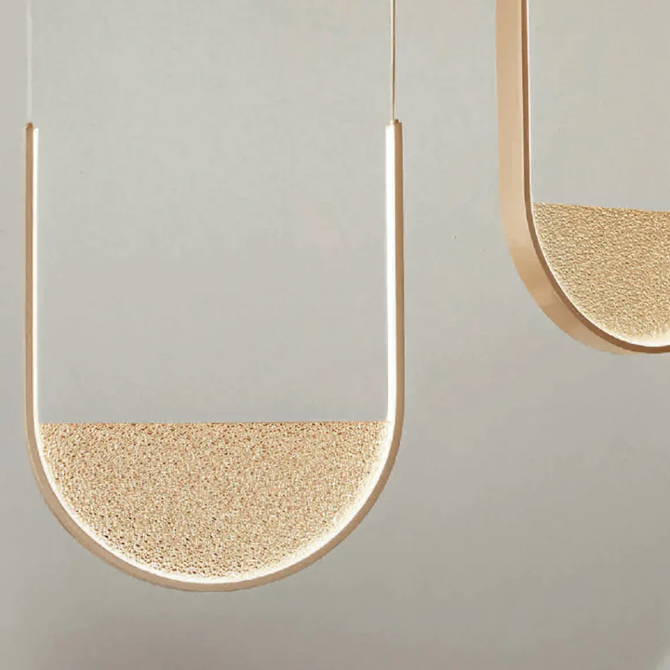 Lampadario con 2 LED con Inserto Amovibile in Vetro Granigliato - Catalpa Viadurini