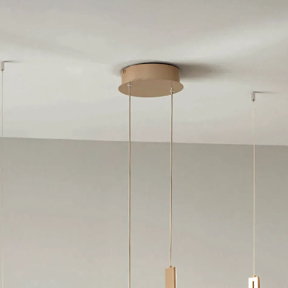 Lampadario con 2 LED con Inserto Amovibile in Vetro Granigliato - Catalpa Viadurini