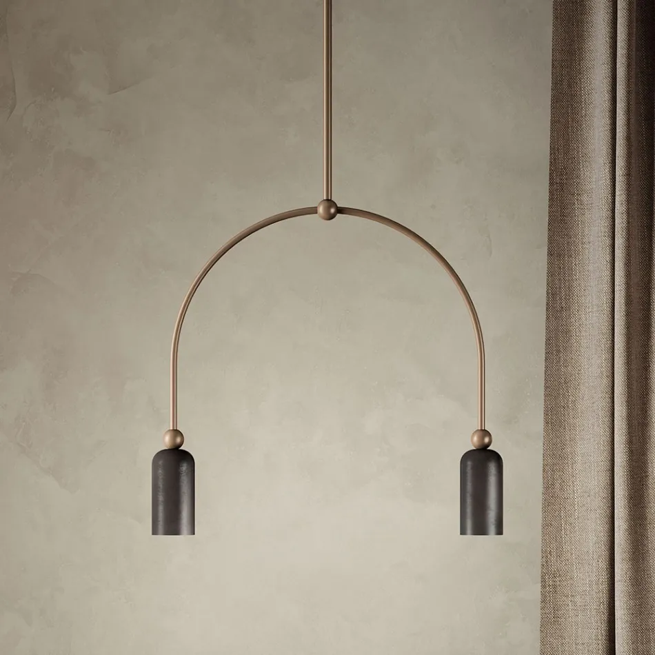 Lampadario con 2 Luci in Diverse Finiture Made in Italy - Signora Viadurini