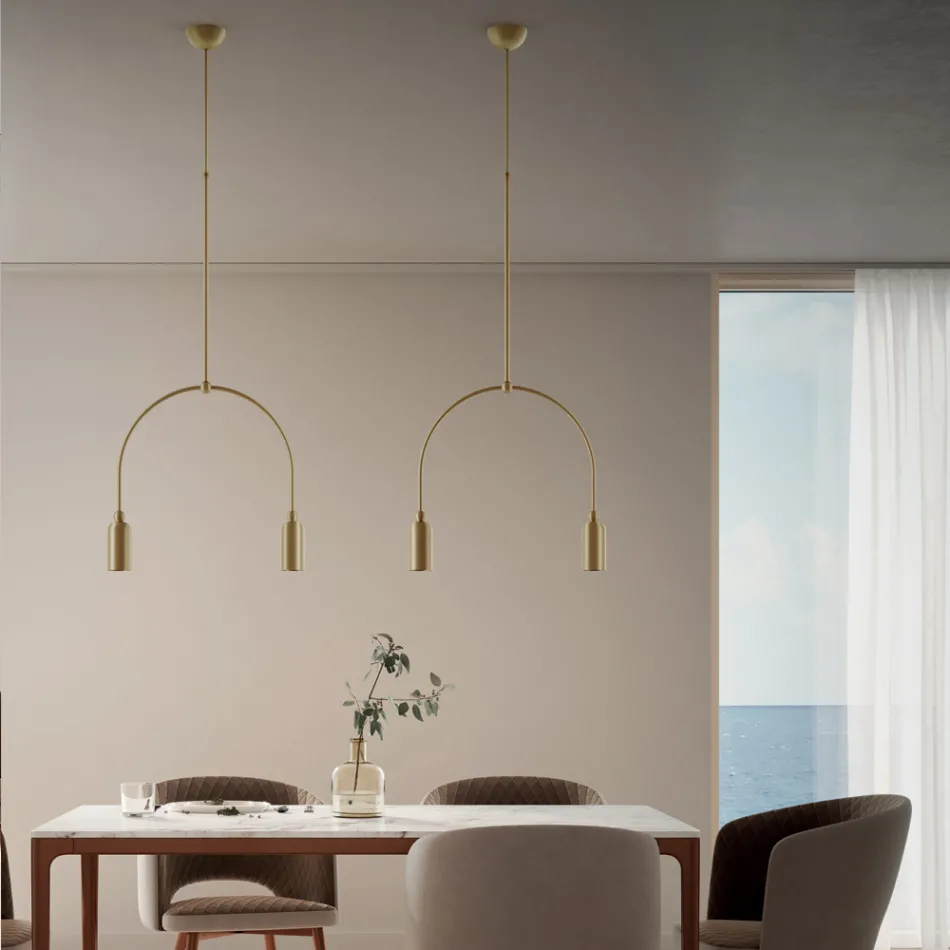 Lampadario con 2 Luci in Diverse Finiture Made in Italy - Signora Viadurini