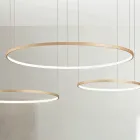Lampadario con 2 o 3 Luci LED Roronde Orizzontali in Metallo Verniciato - Gelso Viadurini