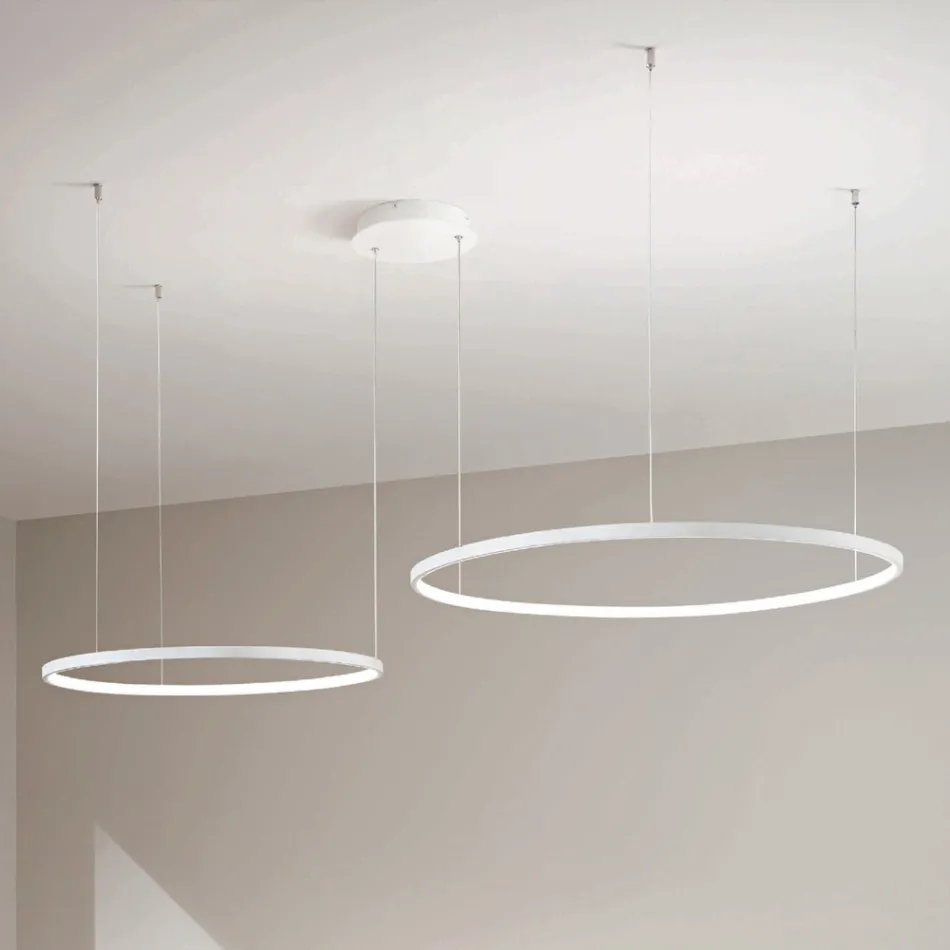 Lampadario con 2 o 3 Luci LED Roronde Orizzontali in Metallo Verniciato - Gelso Viadurini