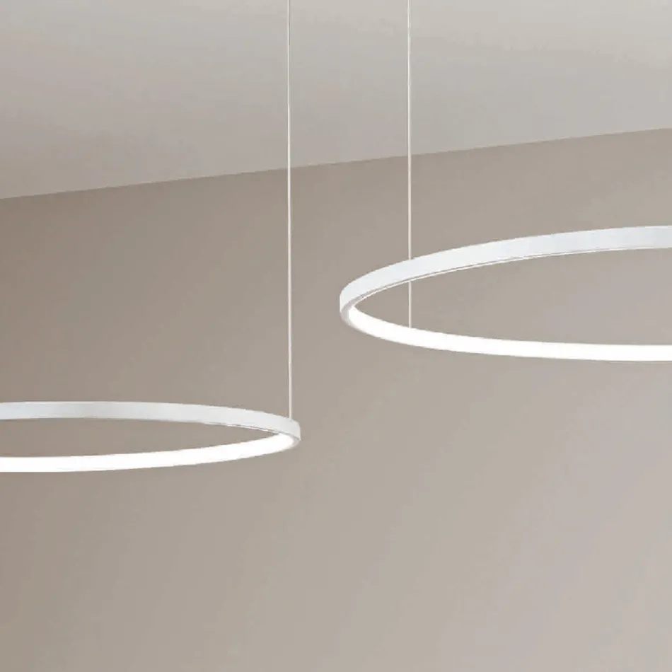 Lampadario con 2 o 3 Luci LED Roronde Orizzontali in Metallo Verniciato - Gelso Viadurini