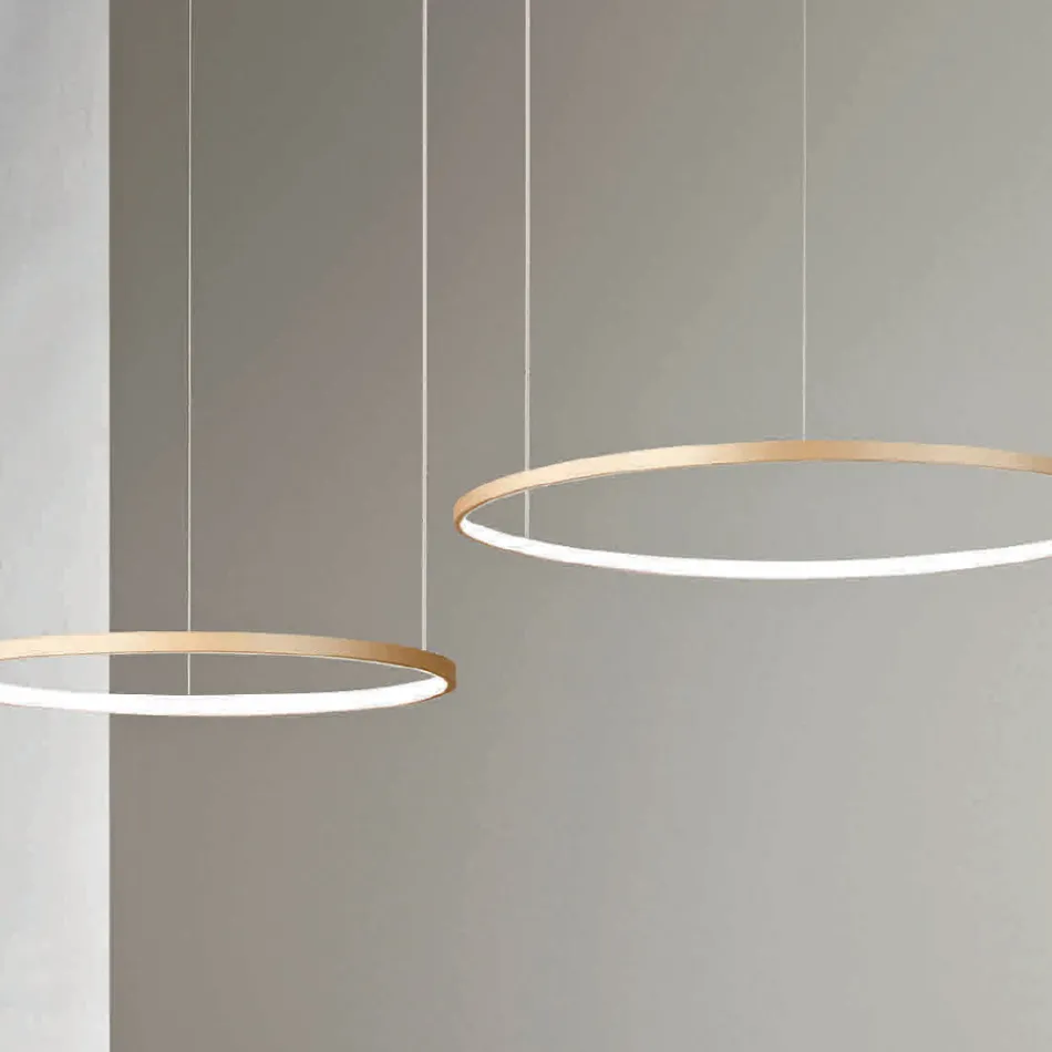 Lampadario con 2 o 3 Luci LED Roronde Orizzontali in Metallo Verniciato - Gelso Viadurini