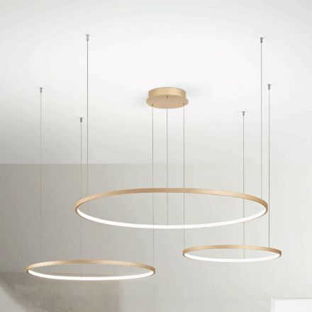Lampadario con 2 o 3 Luci LED Roronde Orizzontali in Metallo Verniciato - Gelso Viadurini