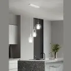 Lampadario con 3 Diffusori in Vetro Soffiato Trasparente Made in Italy - Trilly Viadurini