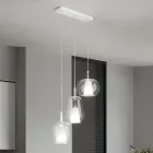 Lampadario con 3 Diffusori in Vetro Soffiato Trasparente Made in Italy - Trilly Viadurini