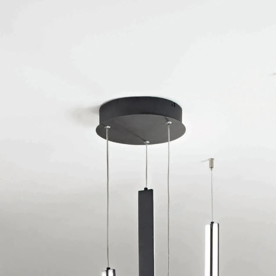 Lampadario con 3 LED con Inserto Amovibile in Vetro Granigliato - Catalpa Viadurini