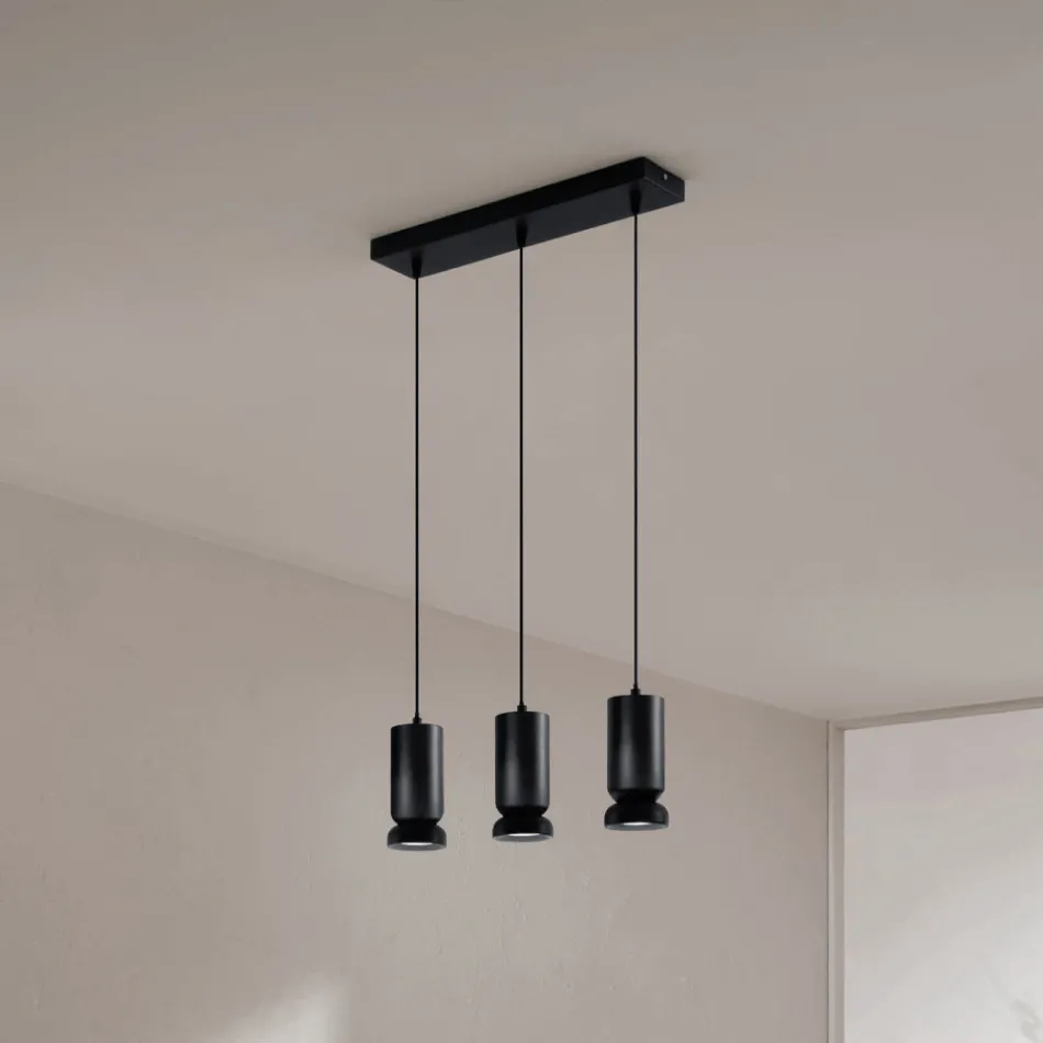 Lampadario con 3 LED in Alluminio Verniciato a Polvere e Cavo Regolabile - Buxus Viadurini