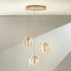 Lampadario con 3 Luci LED in Metallo Verniciato e Vetro Opzionale - Cedro Viadurini