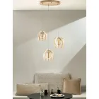 Lampadario con 3 Luci LED in Metallo Verniciato e Vetro Opzionale - Cedro Viadurini