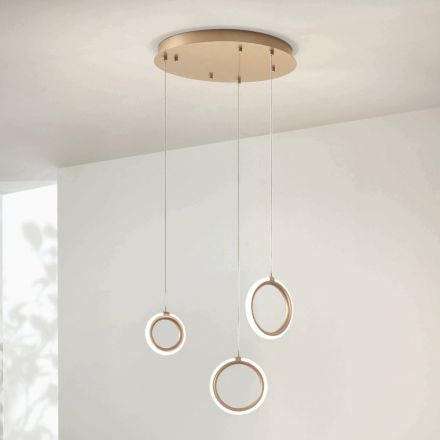 Lampadario con 3 Luci LED in Metallo Verniciato e Vetro Opzionale - Cedro Viadurini