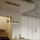 Lampadario con 5 Luci in Ferro e Vetro Made in Italy - Nuvoloso Viadurini