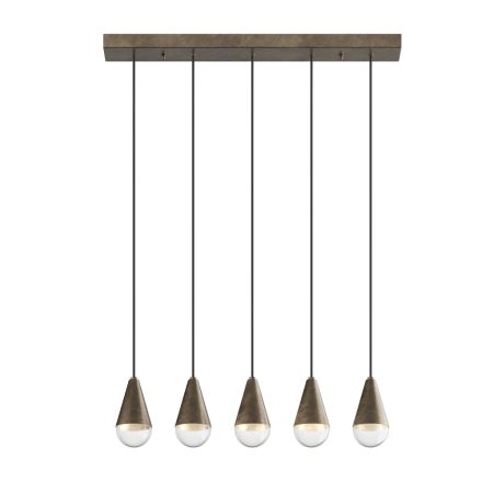 Lampadario con 5 Luci in Ferro e Vetro Made in Italy - Nuvoloso Viadurini