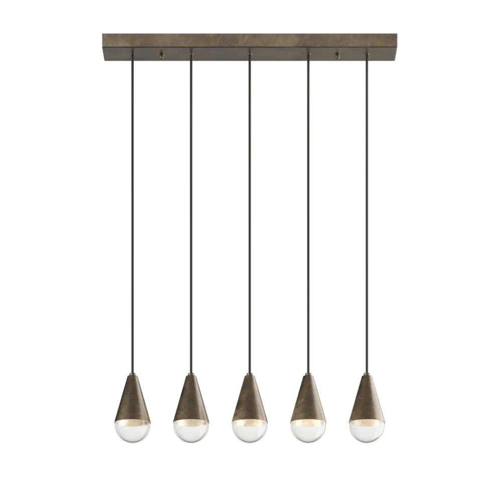 Lampadario con 5 Luci in Ferro e Vetro Made in Italy - Nuvoloso Viadurini